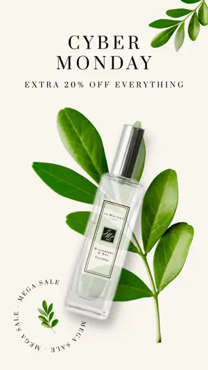Cyber monday product sale bright minimalist leaves Instagram story template 
