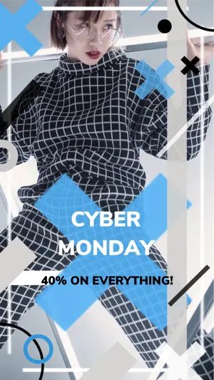 Woman With Glasses Cyber Monday Sale Flyer Template