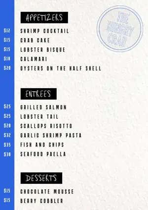 restaurant menu template