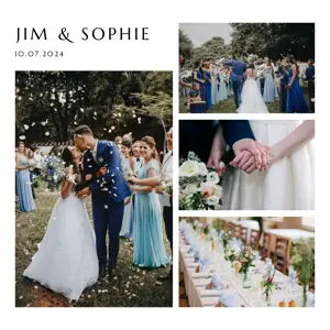 Wedding minimalist photo collage template