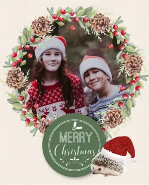 A Christmas Card With A Photo Of Two Children Merry Christmas Template