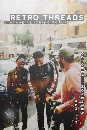 Retro fashion event grunge poster template