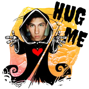 A Woman In A Black Hoodie With A Red Heart Halloween Stickers Template