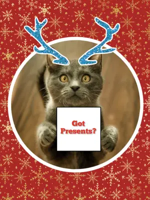Got Presents? A Picture Of A Cat With Antlers On Its Head Template