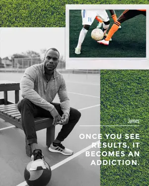 A Man Sitting On A Bench Next To A Soccer Ball Sports Template