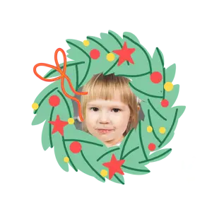 A Picture Of A Young Girl With A Christmas Wreath Christmas Stickers Template