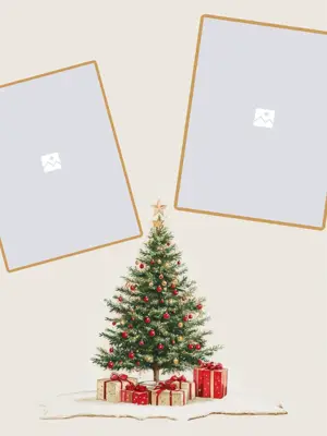 Christmas tree illustration greeting photo card Instagram post template