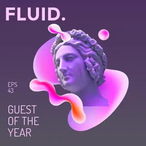 A Purple And Pink Poster With A Bust Of A Woman Podcast Template