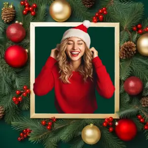 Christmas happy women green and red picture frame magic profile picture 