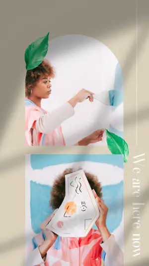 A Woman Holding A Paper Plate With A Green Leaf On It Leaves Template