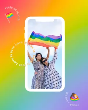 Phone photo cover Pride month celebration Instagram post template 