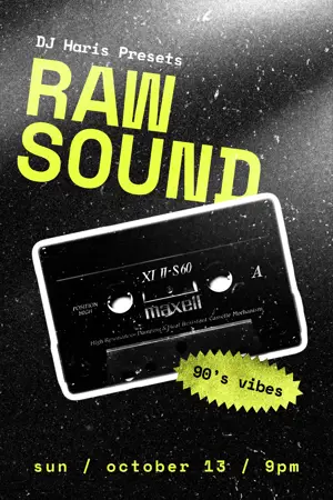 DJ party music event grunge poster template