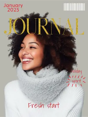 holiday Christmas edition gray and gold magazine template