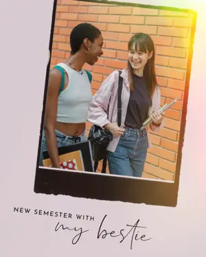 A photo frame with 2 girlfriends back to school instagram template 
