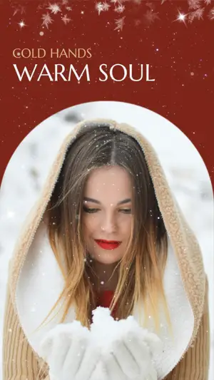 Woman holding snow winter story template 