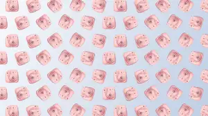 A Pattern Of Pink Square Objects On A Blue Background Zoom Backgrounds Template