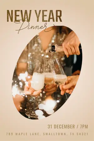 bright gold new year dinner party holiday photo invite template