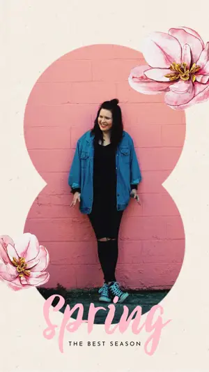 A Woman Standing In Front Of A Pink Wall Spring Story Template
