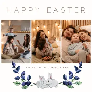 Easter florals family photo collage template