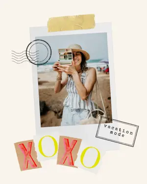 Vacation mode photo frame scrapbooking Instagram post template