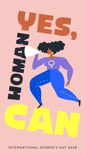 illustration of woman with megaphone women’s day temple 