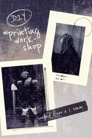 Print workshop grunge poster template