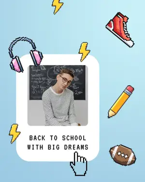 Retro pixel design back to school Instagram post template