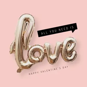 Valentine’s magic photo of gold balloons instagram post template