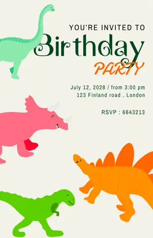 ‏Orange And Green Fun Playful  Childish Birthday ‏Invitation