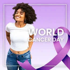 World Cancer Awareness Day profile picture purple ribbon