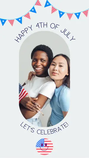 Blue & red minimalist happy 4th of July story template 