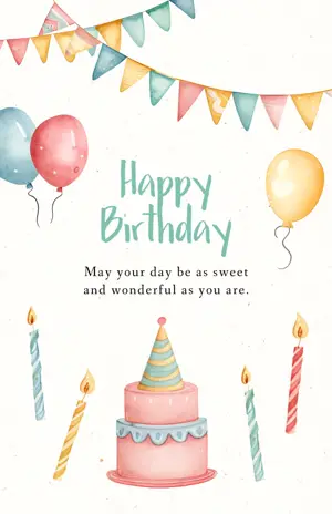 pastel illustration kids Birthday invitation template