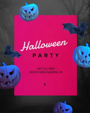 A Halloween Party Poster With Pumpkins And Bats Halloween Template