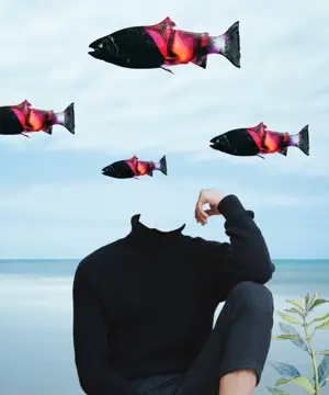 A Man Sitting In Front Of A Body Of Water Template