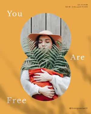 A Woman Holding A Plant With The Words You Are Free Fall Post Template