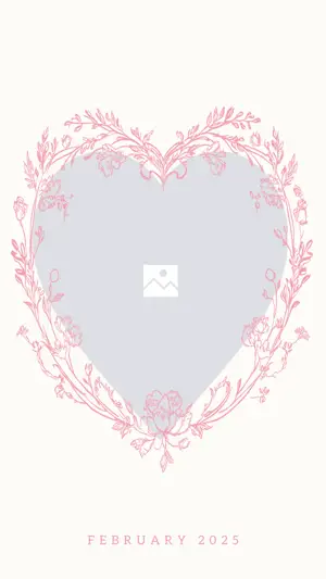 Minimum pink heart with beige background love frame