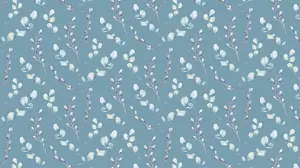 A Blue Background With White Flowers And Leaves Zoom Backgrounds Template