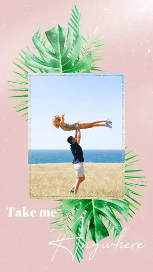 A Man Doing A Handstand In Front Of A Palm Tree Leaves Template