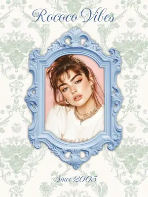 Vintage photo frame Rococo 2025 trends template