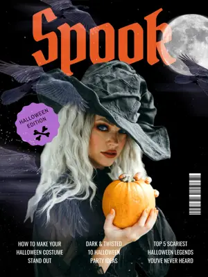 Dark Halloween magazine magic cover template 