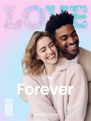 Valentine’s Day Magazine cover minimalistic gradient 