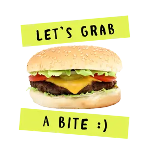 A Hamburger With Let'S Grab A Bite Whatsapp Stickers Template