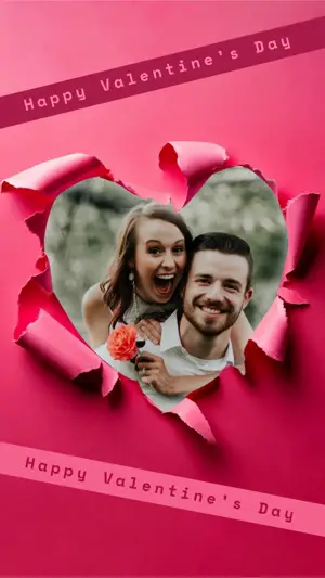 Valentine’s Day heart shape burst paper Instagram story template 