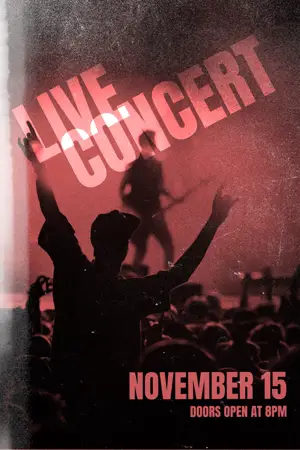 Live concert event grunge poster template