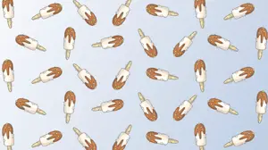 A Pattern Of Brown And White Ice Cream On A Blue Background Zoom Backgrounds Template