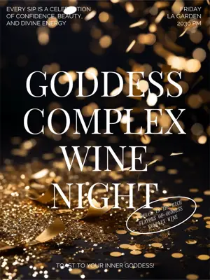 Goddess Complex wine Night invitation template 