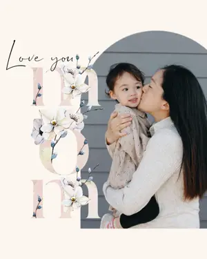 Floral letters Mother's Day greeting card template
