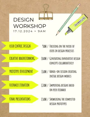 Design workshop schedule agenda template