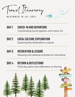 Travel illustration schedule agenda template 