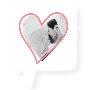 A Picture Of A Bride And Groom In A Speech Bubble Love Stickers Template
